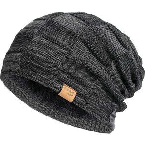 Slouchy Beanie for Men Winter Hats for Guys Black
